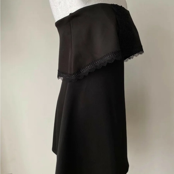 River Island Black Strapless A-Line Dress Size 8 Crochet Detail - Picture 4 of 4